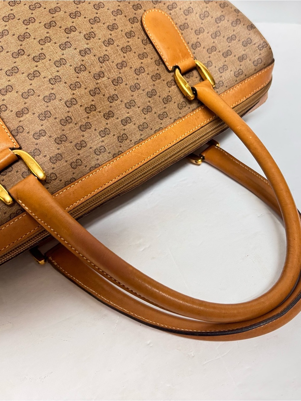 Gucci GG‎ PVC, Leather Trim Top Handle Boston Bag vintage 70's-80's - Picture 7 of 16